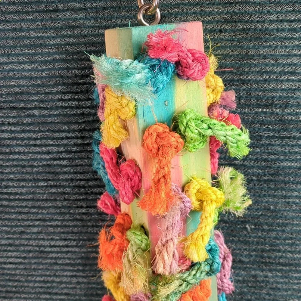 For Pet Rescue! All Living Things Sissal Knot Wood Block Bird Toy
